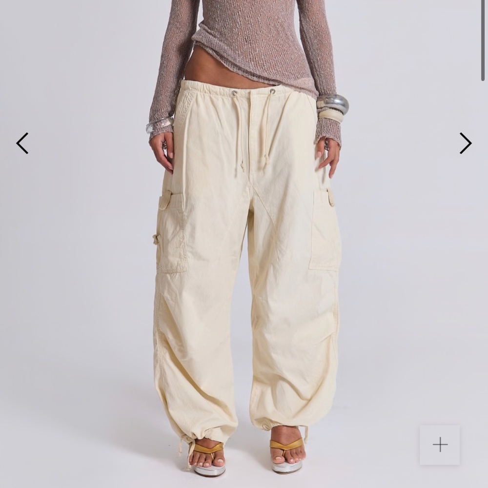 Jaded london ecru parachute cargo pants